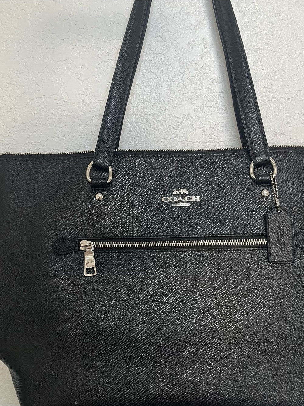 Coach Black Leather Tote Bag with Silver Hardware - Picture 2 of 16